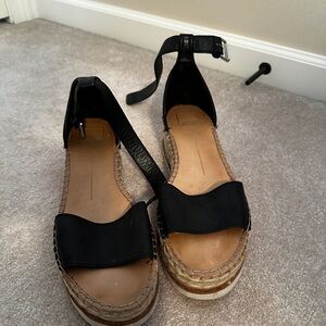 Dolce Vita Black and Tan Espadrille Sandals
